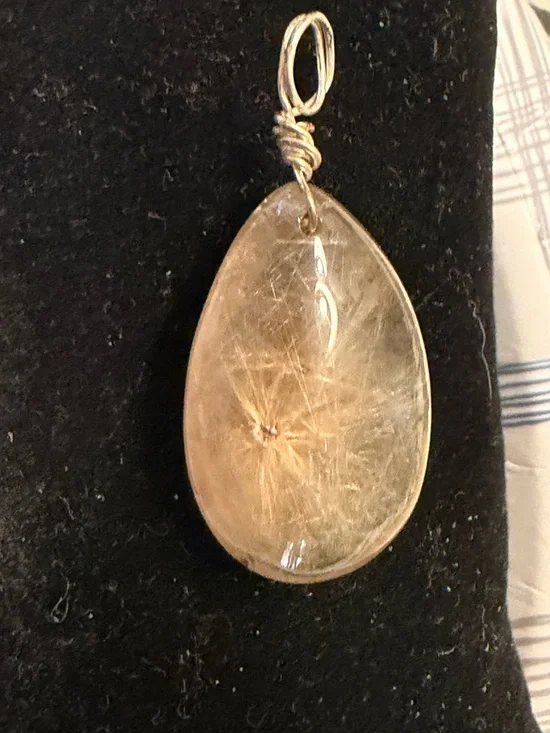 Rare Star Rutile Quartz Pendant 925 - Picture 1 of 5
